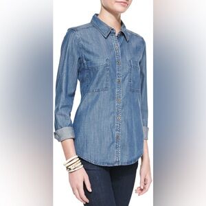 Eileen Fisher Denim Button-Up Blouse